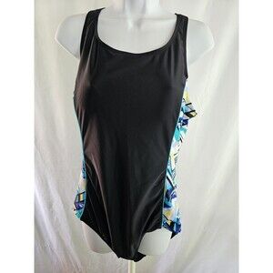 Catalina Swimsuit Womens One Piece Black & Geometric Swim Suit Size XL ( 16-18 )